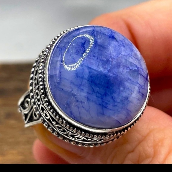 Blue Solar Quartz Ring 925 - Picture 2 of 8